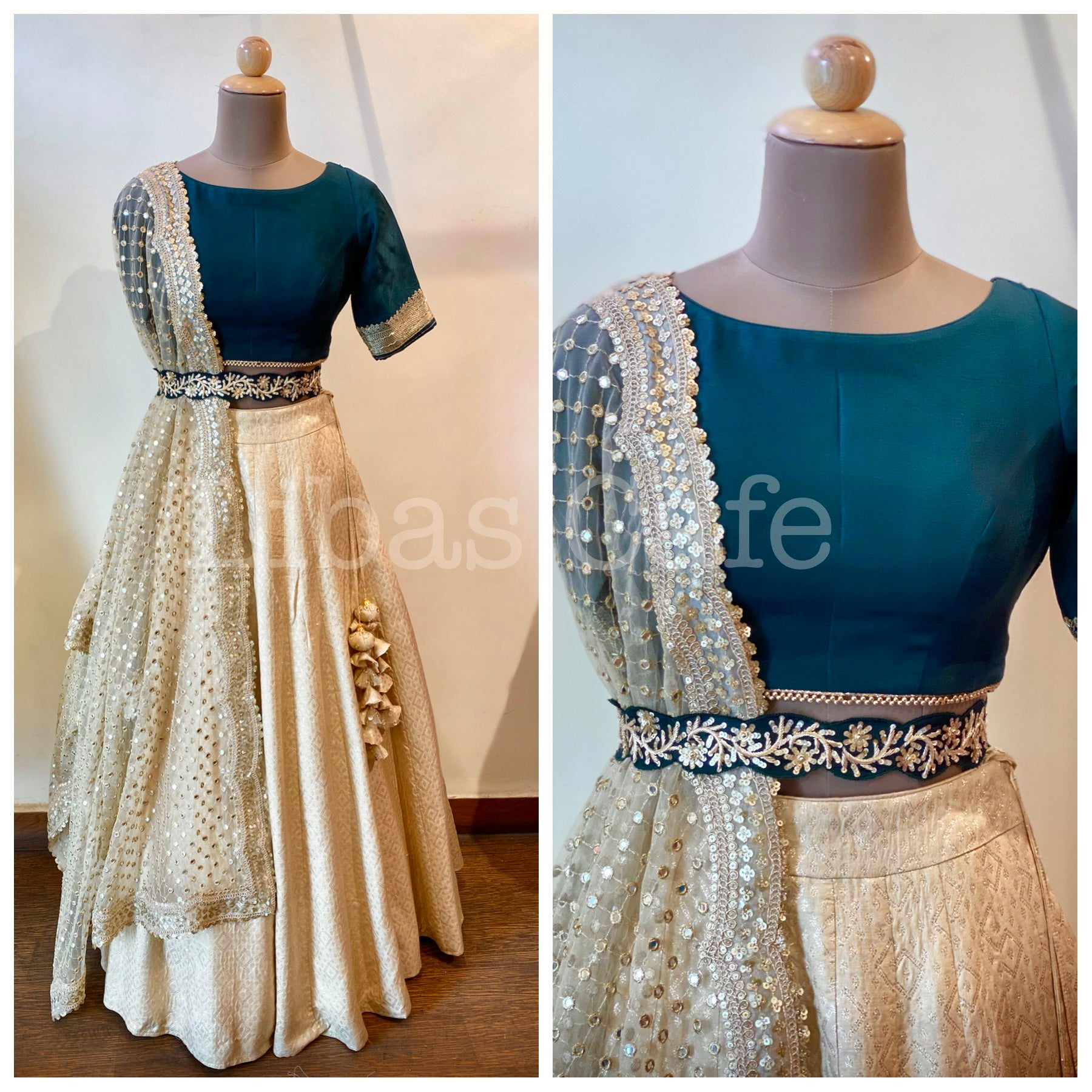 Green Gold Belt Lehenga